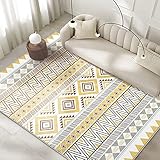 Teppich teppichläufer,Langlebiger, Leicht Zu Reinigender Teppich Mit Gelb-grauem Streifendesign küche Dekoration,Teppich vorleger 180x250cm
