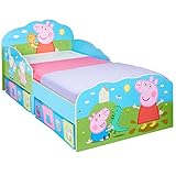 HelloHome Peppa Pig Kinderbett mit Unterbettkommode, Holz, mehrfarbig, 142 x 77 x 63 cm