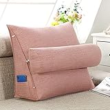 Rückenkissen mit Nackenrolle Keilkissen Lesekissen Polster-kopfteil-rückenlehnen-stützkissen Mit Abnehmbaren Rollkissen, Rückenkissen, Lesekissen, Bettkeil, Zum Sitzen Im Bett(Size:60X50X20cm,Color:B)