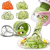 MOOREDLIFE Spiralschneider 4 in 1 Gemüseschneider, Hand Spiralschneider Gemüse, Gemüsehobel für Gemüsespaghetti, Zucchini, Karotte, Gurke, Kürbis, Kartoffel