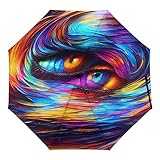 BNSSJAVS Automatik Regenschirm Taschenschirm, Reisen und Automatischer Regenschirm Kompakt, Sturmfest Regenschirm mit 8 Streben, lLeicht, Stark, Bunte Kunstmuster