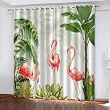 Ozean Verdunkelung Vorhänge Rosa Flamingo 2Er Set Gardinen Küche 220(B) X215(H) cm Verdunklung Ösenvorhang Lichtundurchlässig Vorhang Mit 3D Muster Vorhang Verdunkelung 2Er Set