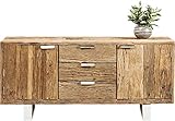 Kare Design Rustico Sideboard, rustikales Sideboard, modernes Sideboard, Massivholz Sideboard, Holz Sideboard, (H/B/T) 75x160x40cm