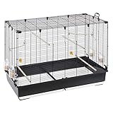 Ferplast Großer Käfig für Kanarienvögel Wellensittiche und exotische Vögel Piano 7 mit drehbaren Futternäpfen und Zubehör 99,5 x 53 x H 74 cm