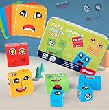 Holzwürfel Puzzle, Holz-Ausdruck Spielzeug Würfelpuzzle, Puzzle Bauen Würfeln Zauberwürfel Spielzeug für Kinder ab 3 Jahren, Interaktion Spielzeug Holz Matching Game für Kinder Thinking