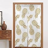 ASEELO Goldene Ananas-Hintergrundvorhang, 86 x 142 cm, 2 Paneele, Verdunkelungsvorhang-Set