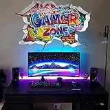 TOARTI 3D Wandtattoo Gamer,86x52CM Bunte Gaming Poster,Wandtattoo Kinderzimmer Junge Teenager,Moderne Gamer Wandbild für Schlafzimmer,Videospiel Wandstikcer für Jugendzimmer Deko Geschenk