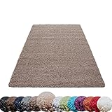 HomebyHome Shaggy Hochflor Teppich Wohnzimmer Beige 160x230 cm, Flauschiger Weich Einfarbig Wohnzimmerteppich in 14 Farben - ÖKO-TEX Zertifiziert, Schmutzabweisend und Pflegeleicht