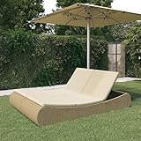 xunfu Outdoor-Sonneninsel, Gartenmöbel, Daybed Outdoor, Sonnenliege, Terrassenliege, Outdoor Lounge, Liegeinsel, Poly Rattan Beige