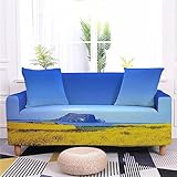 MOBTOR Sofa Covers 1/2/3/4 Seater 3D Landscapes Print High Stretch Sofa Protector Elastic Fabric Couch Slipcover Easy Fit Washable Non Slip Sofa Cover for Dogs Cat Pet