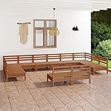 BULANED 12-TLG. Garten-Lounge-Set, Balkonmöbel, Gartenlounge Set, Balkon Möbel Set, Sitzgarnitur Garten, Balkonset, Gartenmöbel, Terrassen Möbel, Honigbraun Massivholz Kiefer