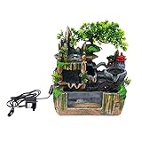 Fetcoi Steingarten Brunnen, Kleiner Rockery Wasserbrunnen Indoor mit LED Lampe Zerstäubungseffekt, Geeignet für Wohnzimmer, Schlafzimmer, Büro Dekoration Geschenk