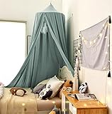 Betthimmel Babybett, Kinder Moskitonetz Spitze Baldachin, Mädchen Prinzessin Himmelbett Bettvorhang für Spiel Lesen Schlafzimmer Ankleidezimmer (Grün)