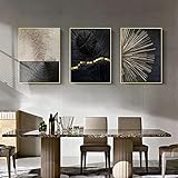 3 Stücke Design-Poster Set Wandbilder, Nordic Schwarz Weiß Gold Jahresring Linien Wandkunst Bilder, Wandbild Print Bilder Kunstposter Deko für Wohnzimmer Home Decoration - Ohne Rahmen (40*50cm)