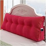 EORNOW Langes Kissen Kopfteil Kissen, Große Rückenlehne Nachttisch Kissen, Große Werfen Kissen/Dreieckige Lesen Kissen, Weich, Bequem Und Atmungsaktiv (Color : Rose red, Size : 150cm/59inch)