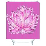 Whoiy Badevorhang Beschwerer, Duschvorhang Eckbadewanne 165X200cm Polyester Bath Curtains Lotus Dunkelpink Waschbar Wasserdicht