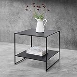 [en.casa] Beistelltisch 51cm x 53cm x 51cm Couchtisch Sofatisch mit Ablage Kaffeetisch Nachttisch Metallgestell Schwarz