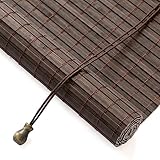 Bambusrollo Sonnenschutz Sichtschutz Rollo Seitenzugrollo Raffrollos, Natur Holzrollos,für Fenster und Türen,Braun,Anpassbar (115 x 220 cm)