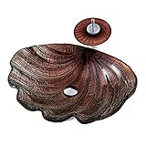 Waschbecken Handwaschbecken Gehärtetes Glasgefäß Waschbecken Shell Form geformte Badezimmerwaschzüde mit Wasserfall Chrome-Wasserhahn-Combo- und Pop-Up-Sink-Abfluss Aufsatzwaschbecken (Color : D)
