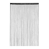 Relaxdays Fadenvorhang Glitzer, 145x245cm, kürzbar, Tunneldurchzug, für Türen & Fenster, waschbar, Fadengardine, schwarz
