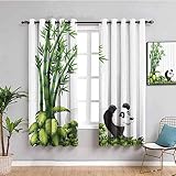 SPADEACES Verdunklungsvorhänge Mit Ösen - 2Er Set 3D Grüner Bambus-Cartoon-Panda Muster Gardinen Wohnzimmer Schlafzimmer Ösenvorhang Blickdicht Verdunklungsgardine Für Weihnachten 280X260Cm (BxH)