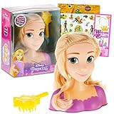 Disney Prinzessin Rapunzel Styling Head Doll für Mädchen - Bündel mit Rapunzel Pretend Play Head mit Bürste Plus Aufklebern, mehr | Rapunzel Hair Styling Kopf