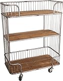 Antic Line Regal für Industriewagen auf Rädern aus Zink/Holz, Color, one Size
