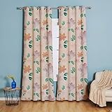 Gardinen Beige Orange Floral Vorhänge Thermal Verdunklungsvorhänge Vorhang Blickdicht Curtains for Living Room Bedroom 2 Stücke Gardinen mit Ösen 2x85x200 cm