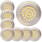 Lichtfaktor24 LED Möbeleinbauleuchten 12V ultra flach 8 x 2.4W Einbaustrahler Mira 190lm inkl. Kabel mit Mini Stecker 4000K Neutralweiß Lochausschnitt: 58 bis 60mm