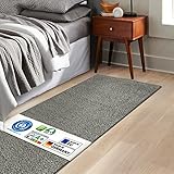 KARAT Bettvorleger Barcelona - Shaggy Bettumrandung - Teppich Läufer für Schlafzimmer Wohnzimmer - Flauschiger Teppichläufer (80 x 200 cm, Grau)