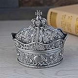 Schatzaufbewahrungsbox Diamant Rose Prinzessin Geschenkbox Zinklegierung Europäischer Stil Retro Krone Schmuckschatulle Dekorative Antik Finish (Farbe: Silber Größe: 6X6X5.7CM) (Silber 8.8X8.8CM)