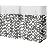 TOTANKI 2-Pack Wäschekorb, 80L großer Wäschekorb mit langen verstärkten Griffen, freistehender wasserdichter Aufbewahrungskorb, Faltbarer Wäschekorb für Schlafzimmer, Badezimmer, Schlafsaal (Grau)