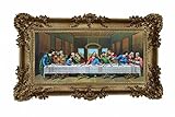 Made in Italy Barock Gemälde Bild mit Rahmen Repro Antik look Jesus 12 APOSTEL ULTIMA CENA 96x57cm (Gold)