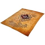 Elbenwald Harry Potter Flauschdecke mit der Karte des Rumtreibers Motiv Unisex 180 x 220 cm aus ÖkoTex100 Polyester beige