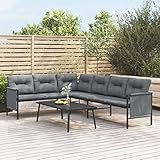 ZEYUAN 2-TLG. Garten-Lounge-Set, Gartenmöbel, Balkonmöbel, Balkon Möbel, Loungemöbel Balkon, Terrasenmöbelset, Möbelsets, Anthrazit Stahl