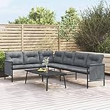 Tidyard 2-TLG. Ecksofa Gartenmöbel, Ecklounge Balkon Klein, Sitzgruppe Outdoor, Sofa Balkon Garten Terrasse Anthrazit Stahl