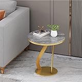SORVA Schiefer-Sofa-Beistelltisch, runder Metall-Beistelltisch, kreativer Kleiner Nachttisch für Schlafzimmer, moderner Wohnzimmer-Snacktisch Nachttisch-Ecktisch (Größe: 45 x 50 cm, Farbe: grau +