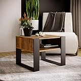 MRBLS Couchtisch – modernes rustikales Design – Wohnzimmer-Tisch Beistelltisch Kaffeetisch Sofatisch Teetisch aus Holz (Retro Eiche - Schwarz Matt) - 65 x 45 x 53,6cm (B/H/T)