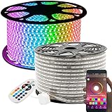 LED Lichtband, GreenSun RGB LED Strip Außen 50M, LED Streifen mit RF Controller 24 Tasten Fernbedienung Lichterschlauch, Wasserdicht IP65 Lichterkette für Weihnachten, Party, Haus Deko