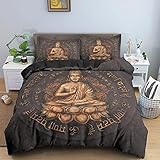 LUYAPOND Bettwäsche 135x200 Buddha Flauschig und Weich Mikrofaser bettbezug Set - 1 Bettbezüge mit 1 Kissenbezug 80x80 cm für Kinder Jugendliche