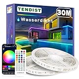 TENDIST LED Strip Aussenbereich 30m, Led Wasserdicht IP65 Outdoor Streifen, 12V RGB Led Band Außen Selbstklebend LED Lichterkette für Aussenbeleuchtung, Schlafzimmer, Pavillon, Wohnwagenvorzelt