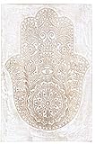 Orientalische Holz Ornament Wanddeko Hand der Fatima 60cm gross XL | Orientalisches Wandbild Wanpannel in Shabby Weiss als Wanddekoration | Vintage Dekoration im Schlafzimmer oder Wohnzimmer