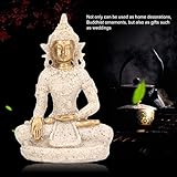 HEITIGN Buddha Statue aus Kunstharz, beige Körper Gold, Gesicht Meditationsdekoration, Dekofigur für den Innenbereich, Balkon und Garten – Buddha-Skulptur als Deko-Zubehör (8135 Gold)