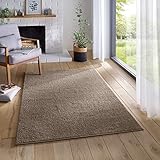 Taracarpet Teppich Kurzflor weicher flachflor Uni Bodenbelag ZOE fürs Wohnzimmer, Kinderzimmer, Schlafzimmer und die Küche geeignet Braun 200x280 cm