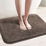 WDong rutschfeste Badematte Verdickte weiche Mikrofaser-Badematte Ultra wasserabsorbierender Badteppich Flauschige, zottelige Duschmatten, für Badezimmer, Schlafzimmer (Schokolade, 50 x 80 cm)