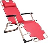 JIBELL Freizeitstuhl Multifunktionaler Klappstuhl, Büro-Nickerchenstuhl, Strandstuhl, 40° neigbar, 3-stufige Pedalverstellung (Farbe: Rot)