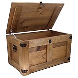 CREATIVE COOPER holzbox, schatztruhe, aufbewahrungsbox, betttruhe, rustikal truhentisch, couchtisch, spielzeugkiste, 80x50x45 cm, Handarbeit holztruhe, Eco Holzöl Braun