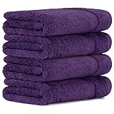 Luckytowel Handtücher Set 50x100 cm 100% Baumwolle, Handtuch-Set 4er Pack Lila