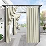 RYB HOME Terrassen-Trennvorhänge, wasserdicht, lichtblockierende Paneele, Sichtschutz, Jalousien für Veranda, Strand, Outdoor, Living, Breite 132 x Länge 244 cm, 1 Panel, beige