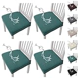 KCCRHIN Wasserdicht Sitzbezug Für Esszimmer 1/2/4/6Er Set Jacquard Stretch Stuhlhussen Waschbarer Stuhlschutz Abnehmbar Stuhlabdeckung Für Esszimmer Küche Hotels Restaurant,Green 4pcs